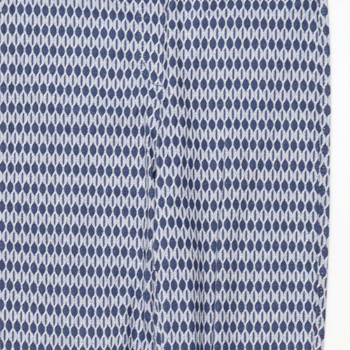Robell Womens Blue Geometric Polyester Carrot Trousers Size 10 L26 in Regular