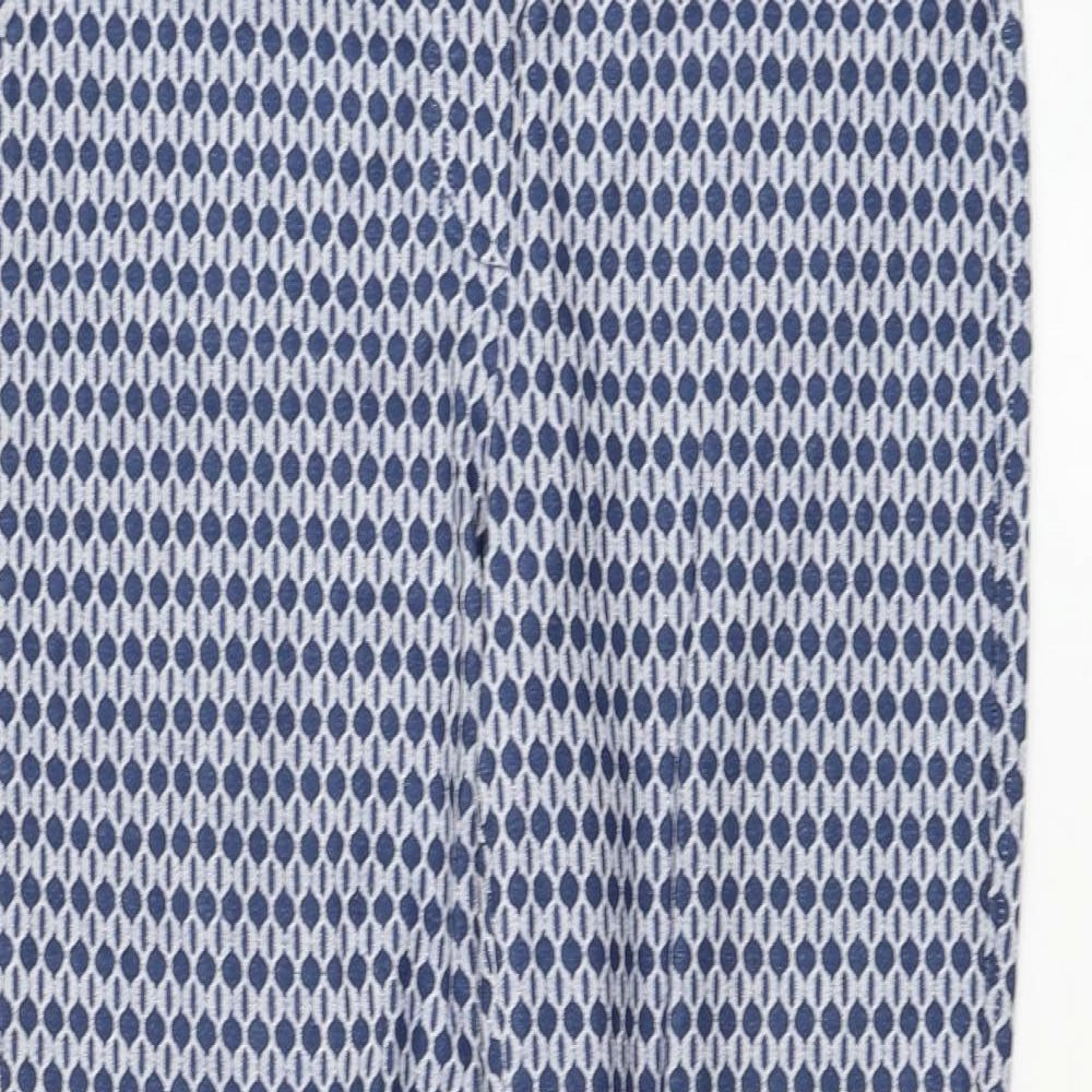 Robell Womens Blue Geometric Polyester Carrot Trousers Size 10 L26 in Regular