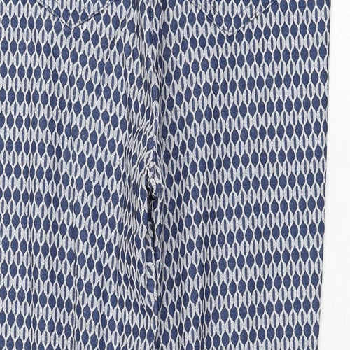 Robell Womens Blue Geometric Polyester Carrot Trousers Size 10 L26 in Regular