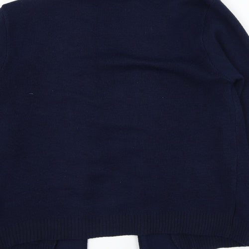 Just Elegance Womens Blue Square Neck  Acrylic Cardigan Jumper Size M
