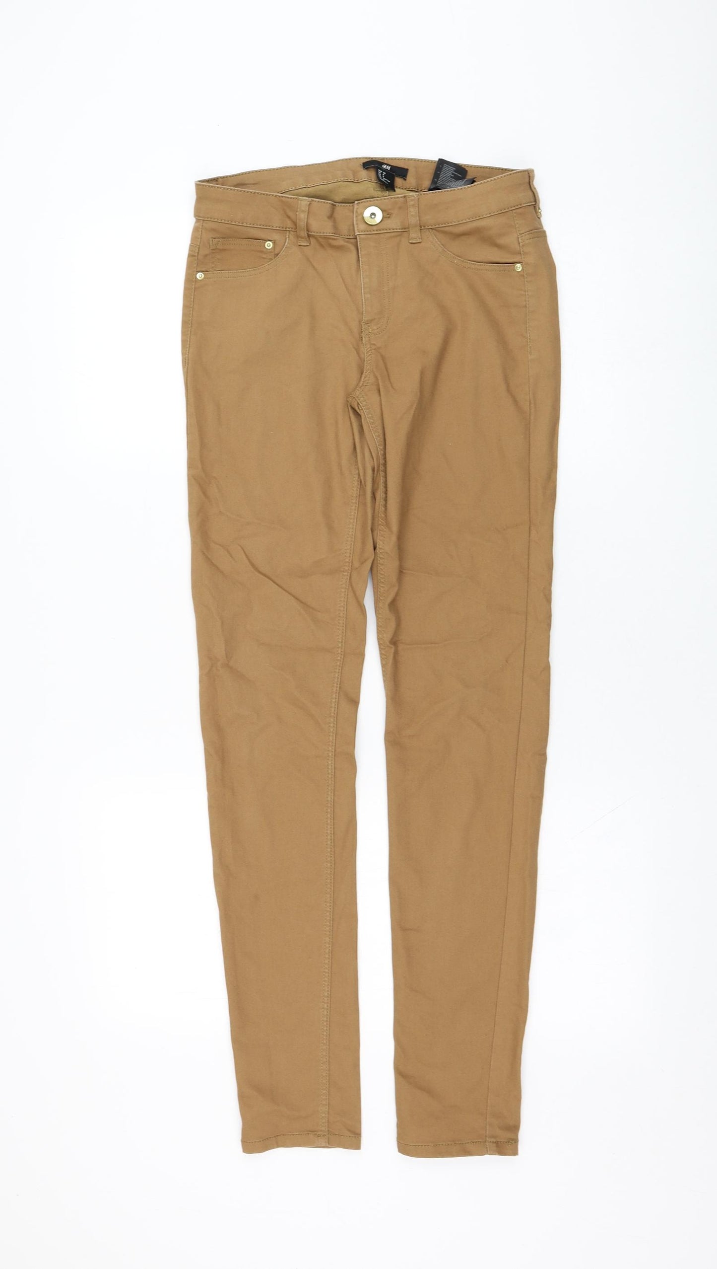 H&M Womens Brown  Cotton Straight Jeans Size 10 L30 in Regular Zip