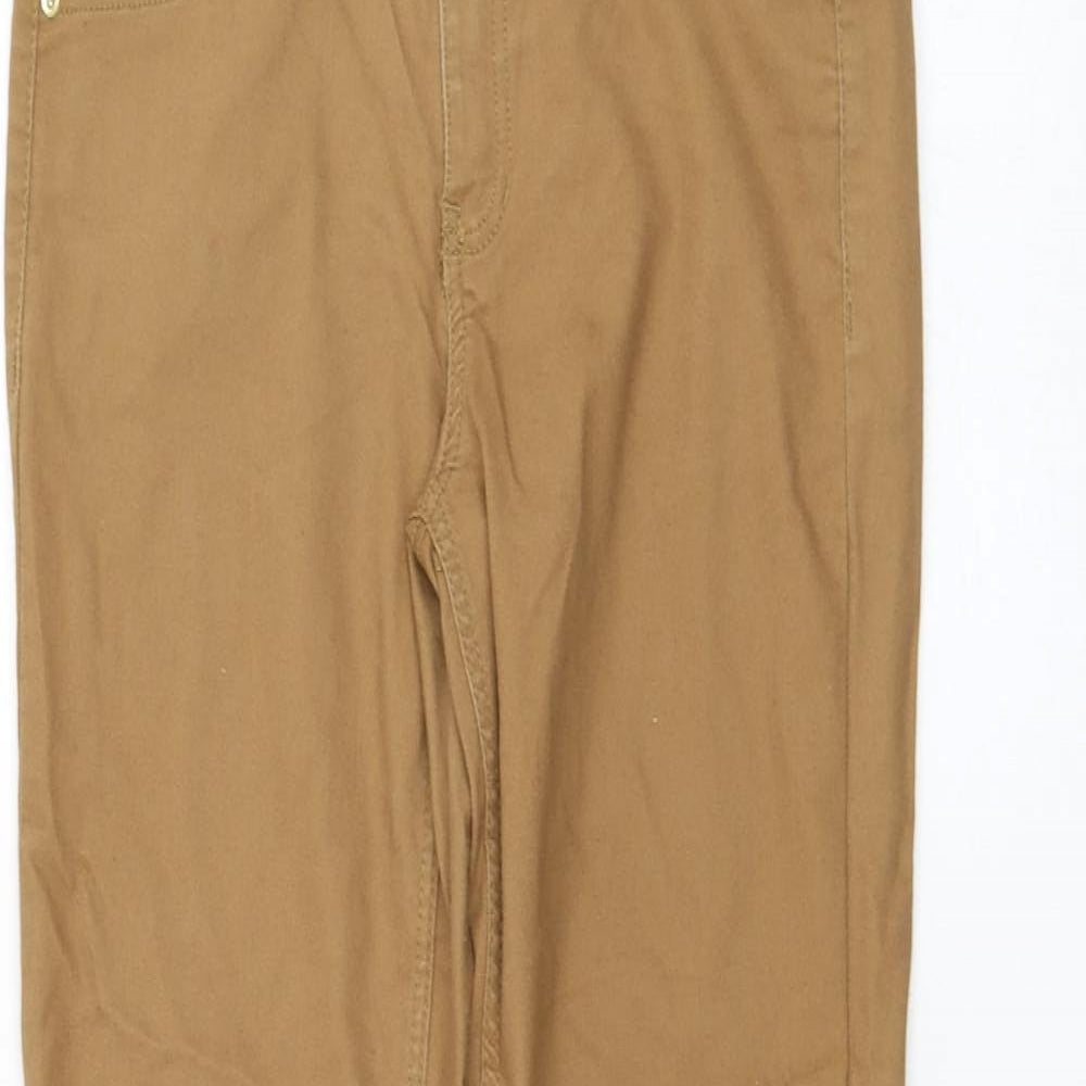 H&M Womens Brown  Cotton Straight Jeans Size 10 L30 in Regular Zip