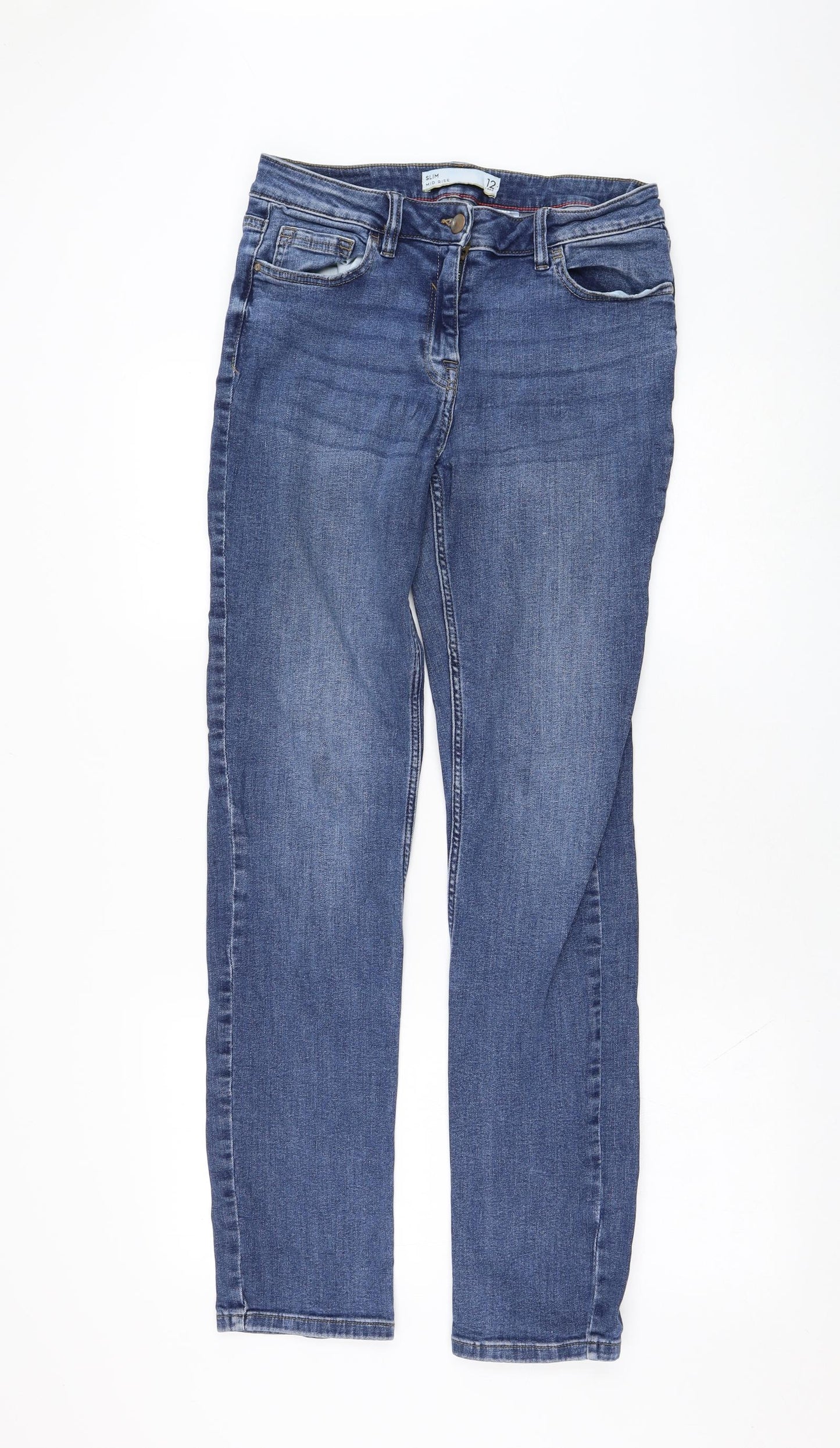 NEXT Womens Blue  Cotton Straight Jeans Size 12 L31 in Regular Zip