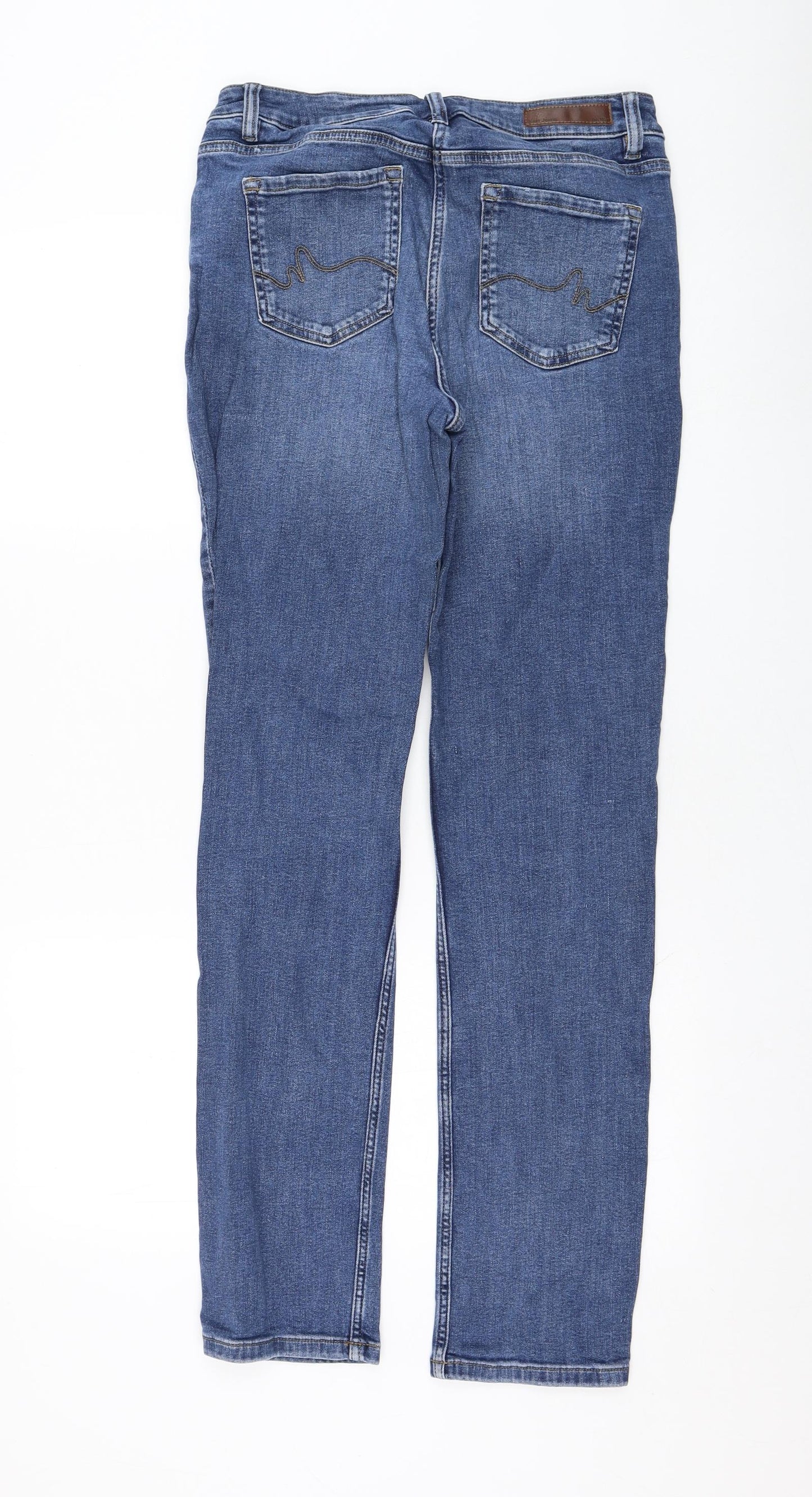 NEXT Womens Blue  Cotton Straight Jeans Size 12 L31 in Regular Zip