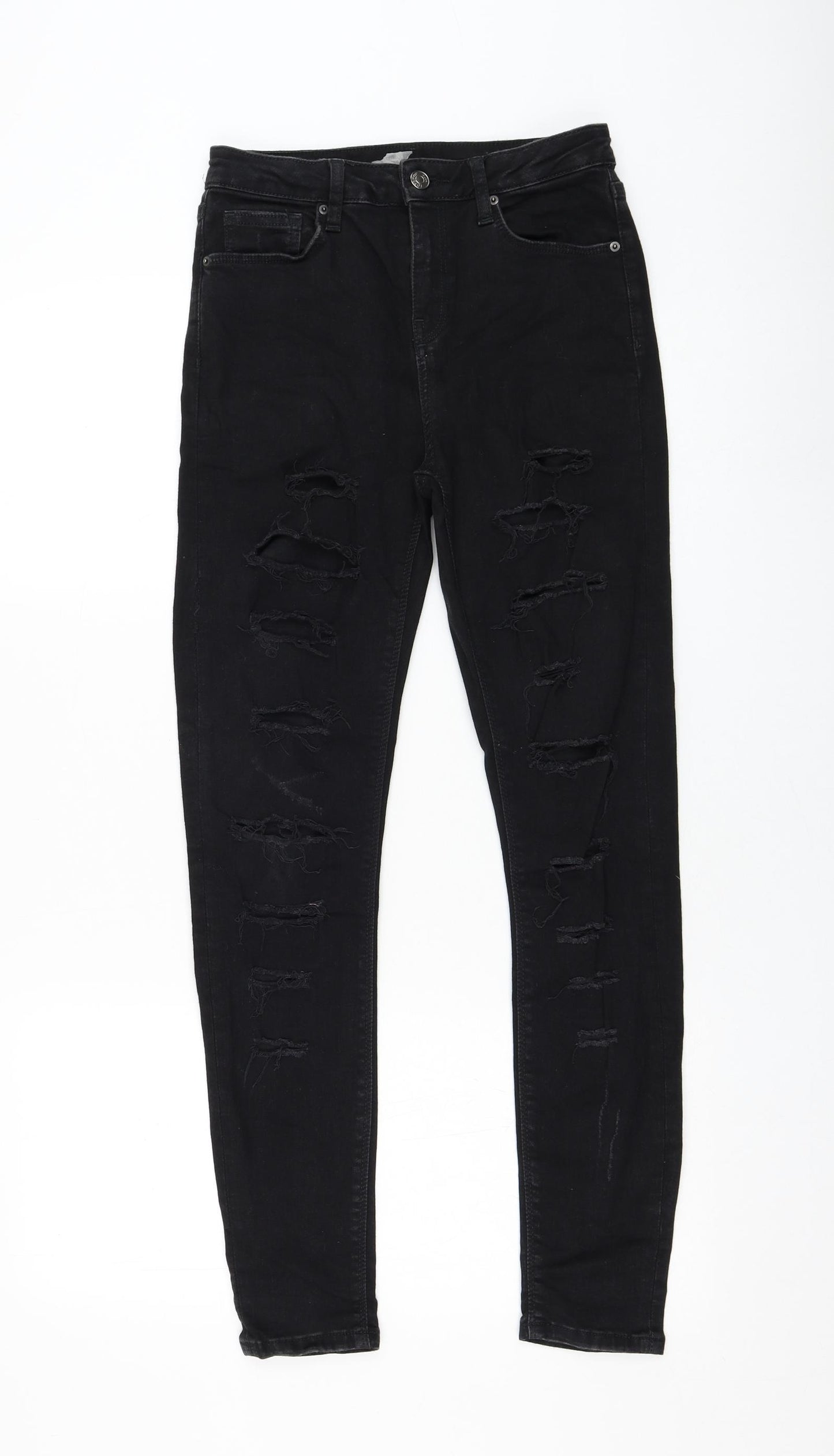 Topshop Womens Black  Polyester Skinny Jeans Size 28 in L28 in Regular Zip