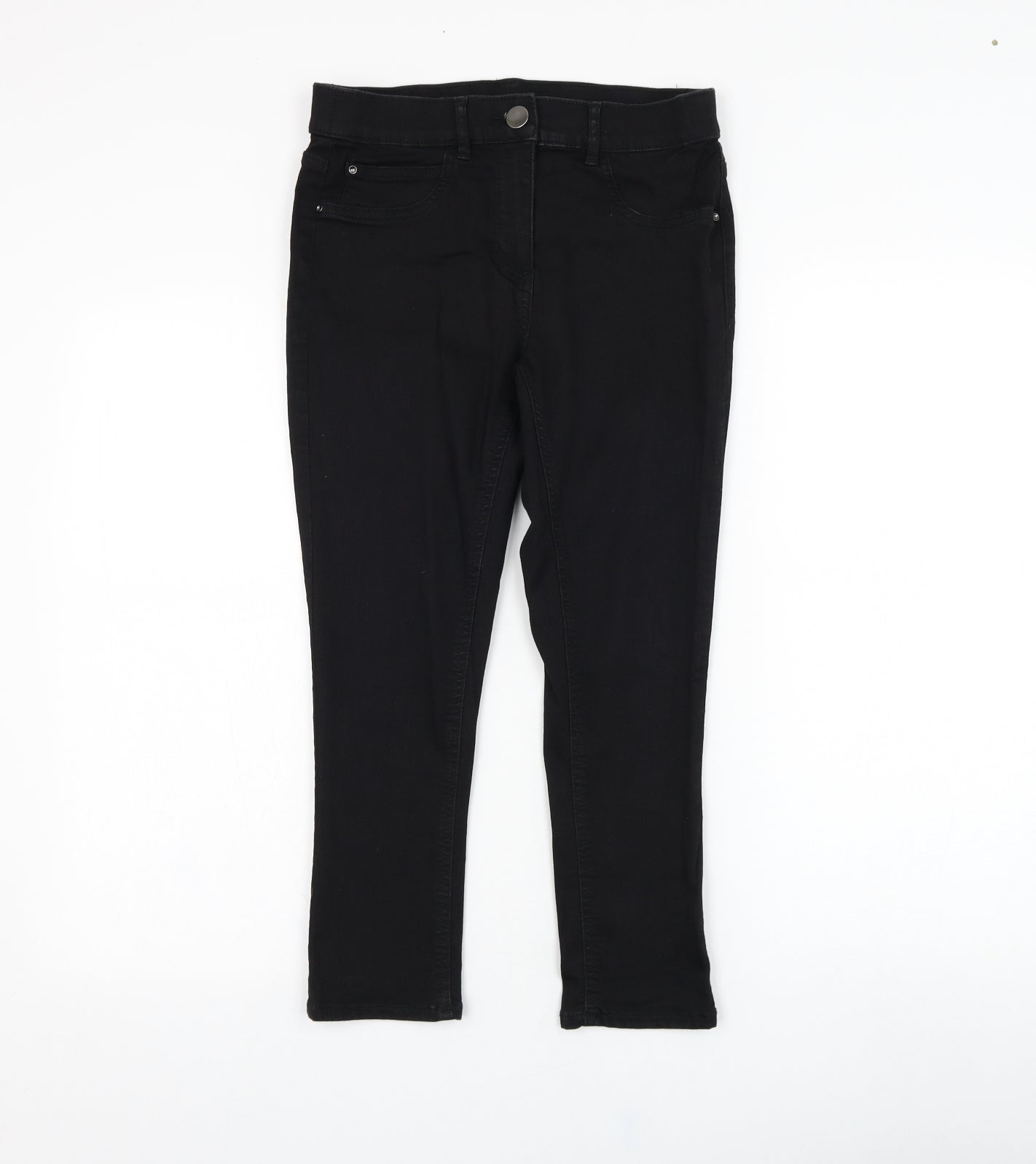 George Womens Black  Cotton Cropped Jeans Size 10 L22 in Regular Zip