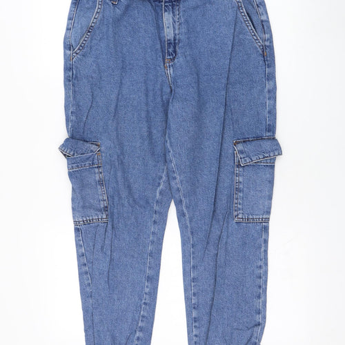 Primark Womens Blue  Cotton Straight Jeans Size 12 L26 in Regular Zip