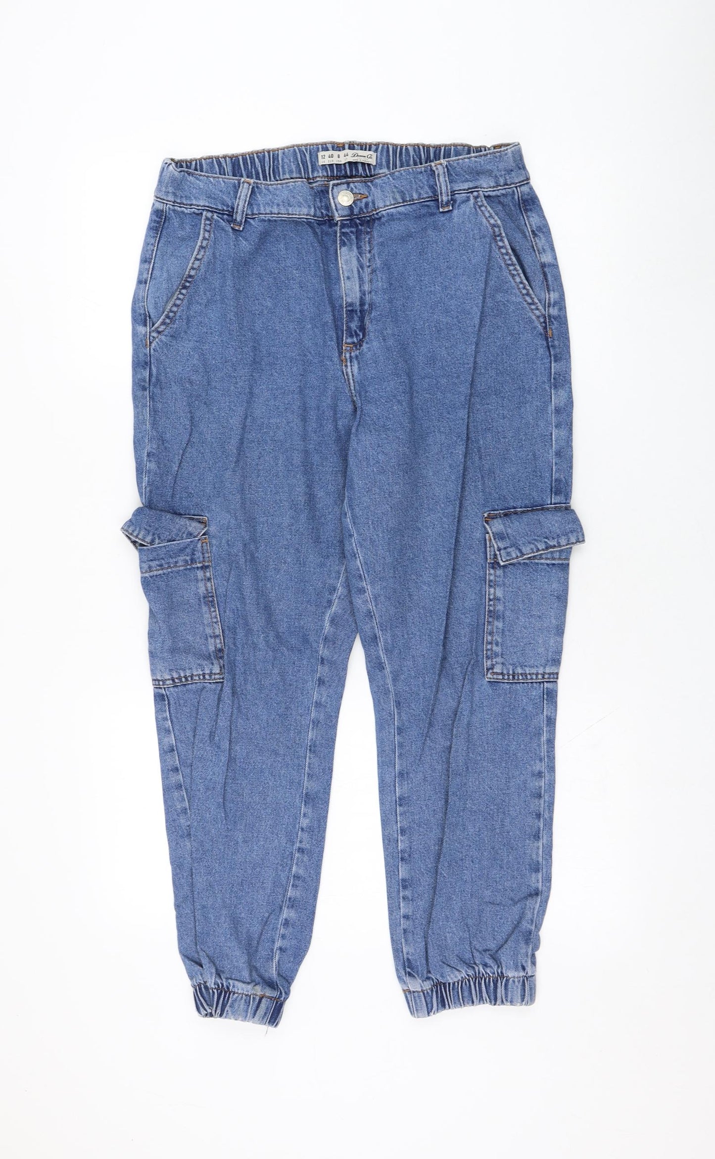 Primark Womens Blue  Cotton Straight Jeans Size 12 L26 in Regular Zip