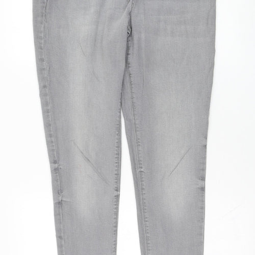 Primark Womens Grey  Cotton Skinny Jeans Size 16 L30 in Regular Zip