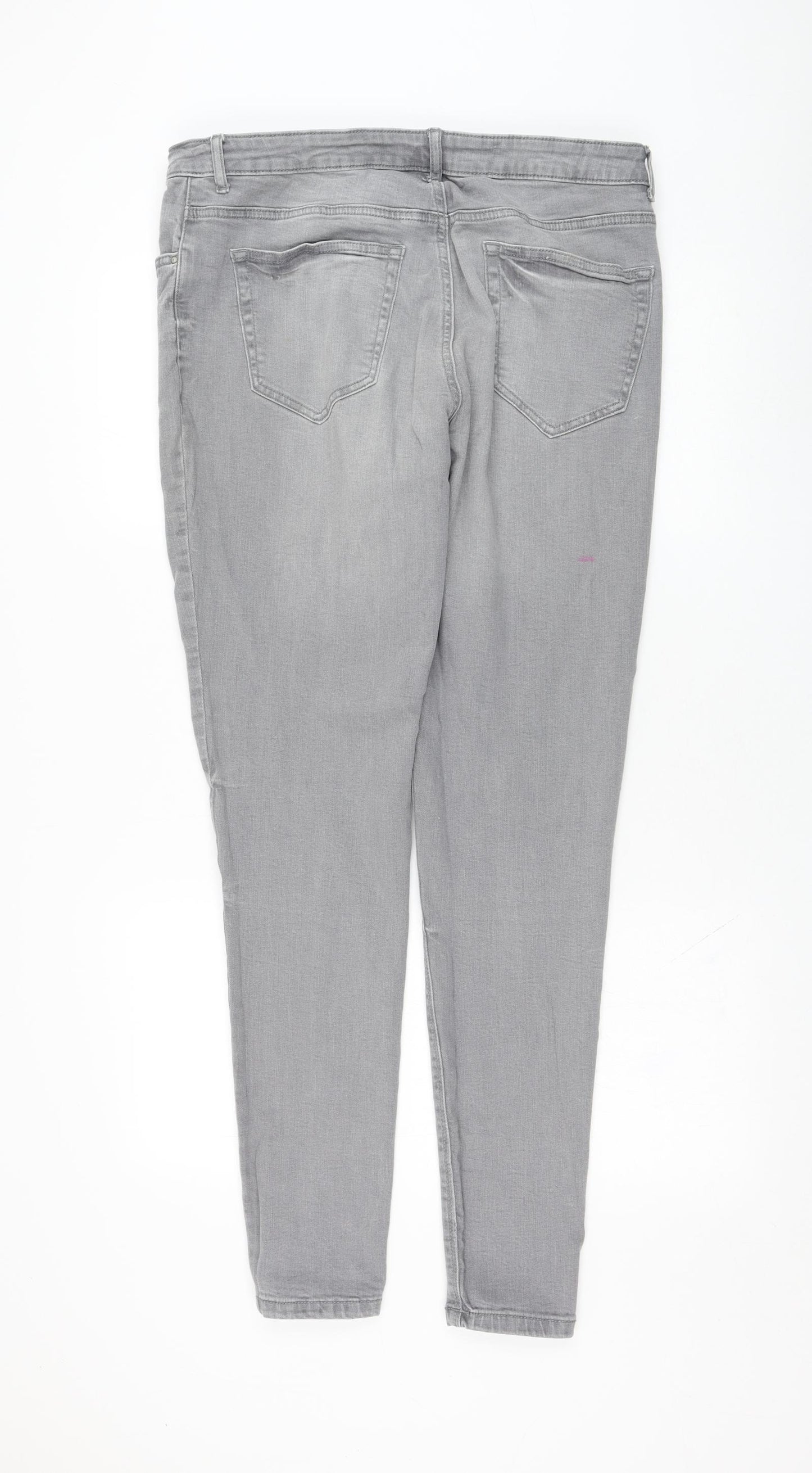 Primark Womens Grey  Cotton Skinny Jeans Size 16 L30 in Regular Zip