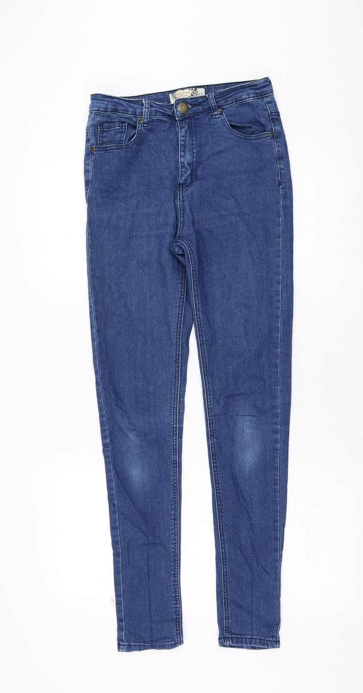 Boohoo Womens Blue Cotton Skinny Jeans Size 8 L28 in Regular Zip