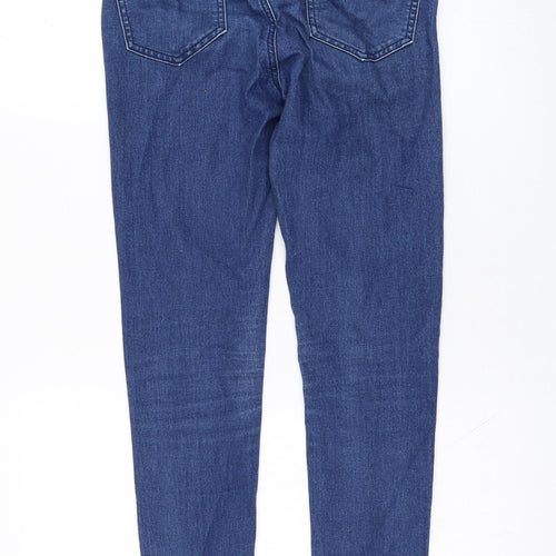 Boohoo Womens Blue  Cotton Skinny Jeans Size 8 L28 in Regular Zip