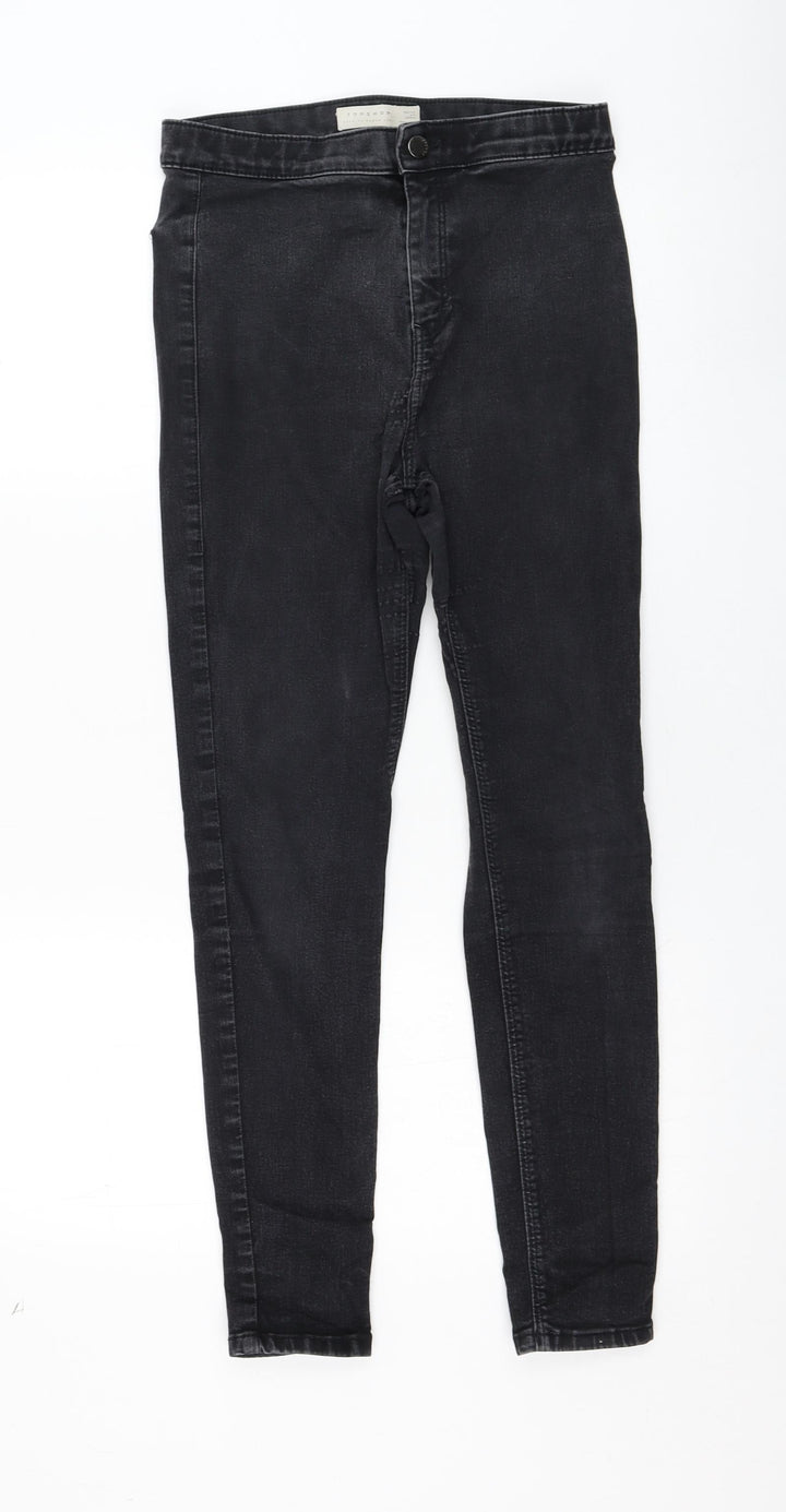 Topshop Womens Black Cotton Skinny Jeans Size 30 in L32 in Regular Zip