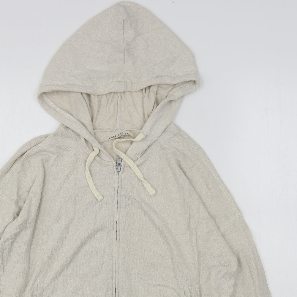 American Eagle Womens Beige  Viscose Full Zip Hoodie Size M