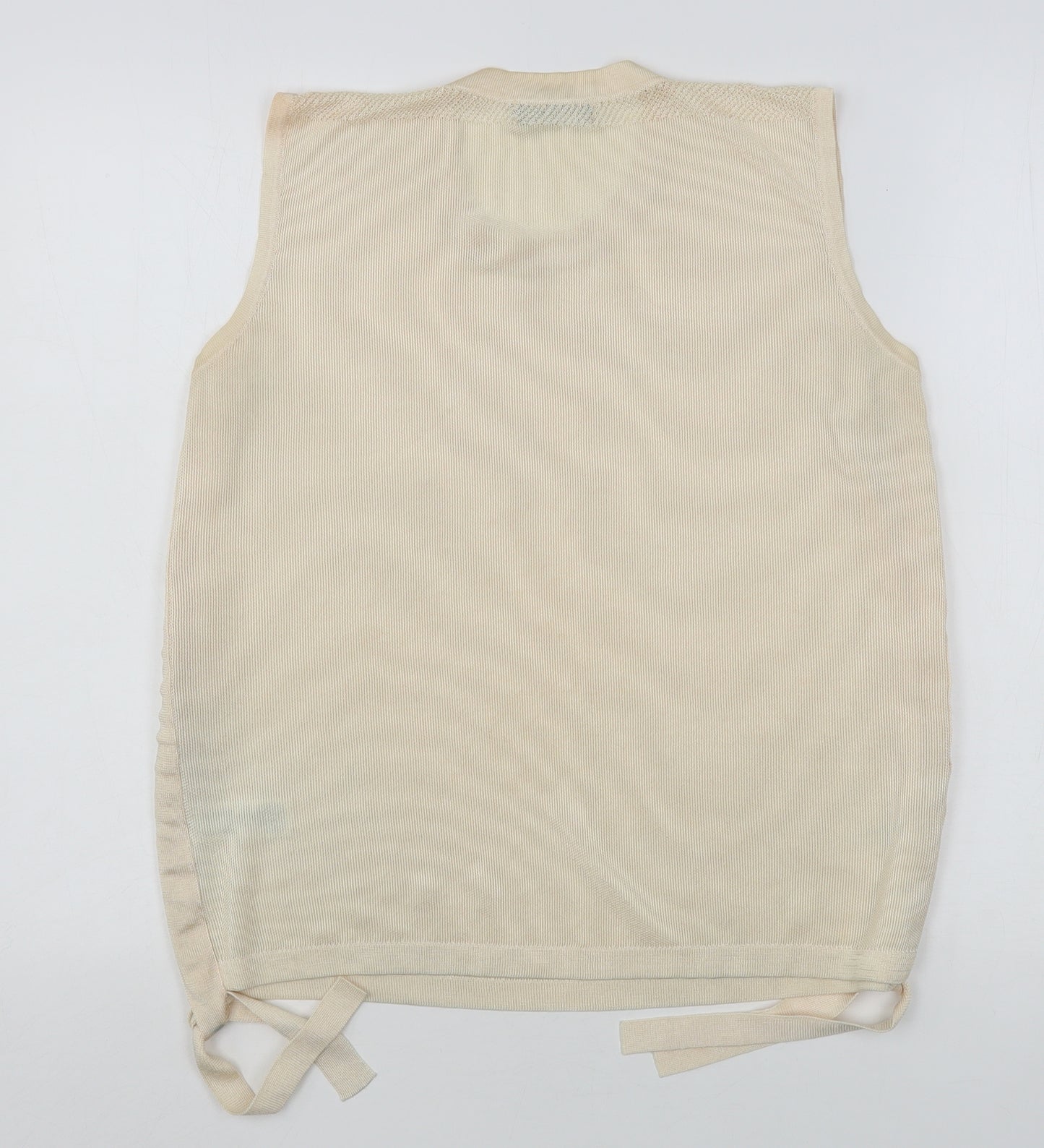 Autograph Womens Beige Round Neck  Polyester Vest Jumper Size 14