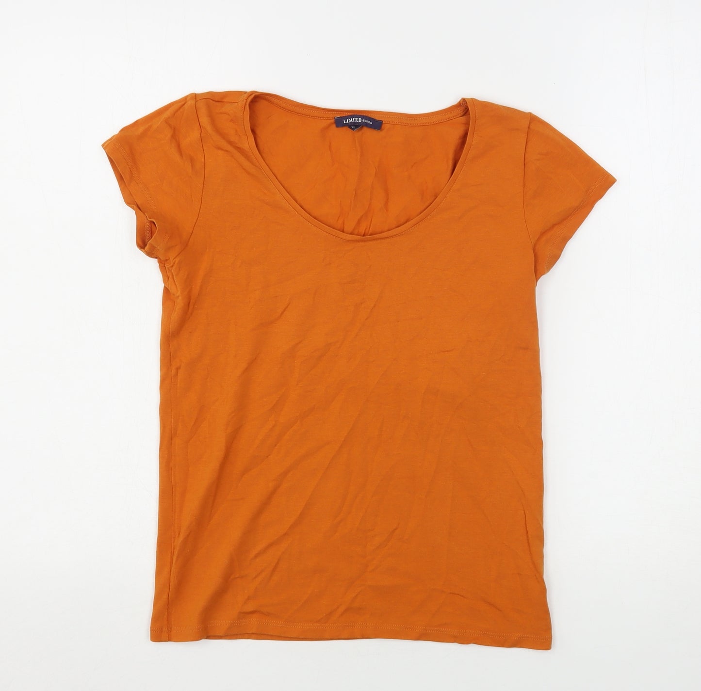 Marks and Spencer Womens Orange  Polyester Basic T-Shirt Size 12 Round Neck