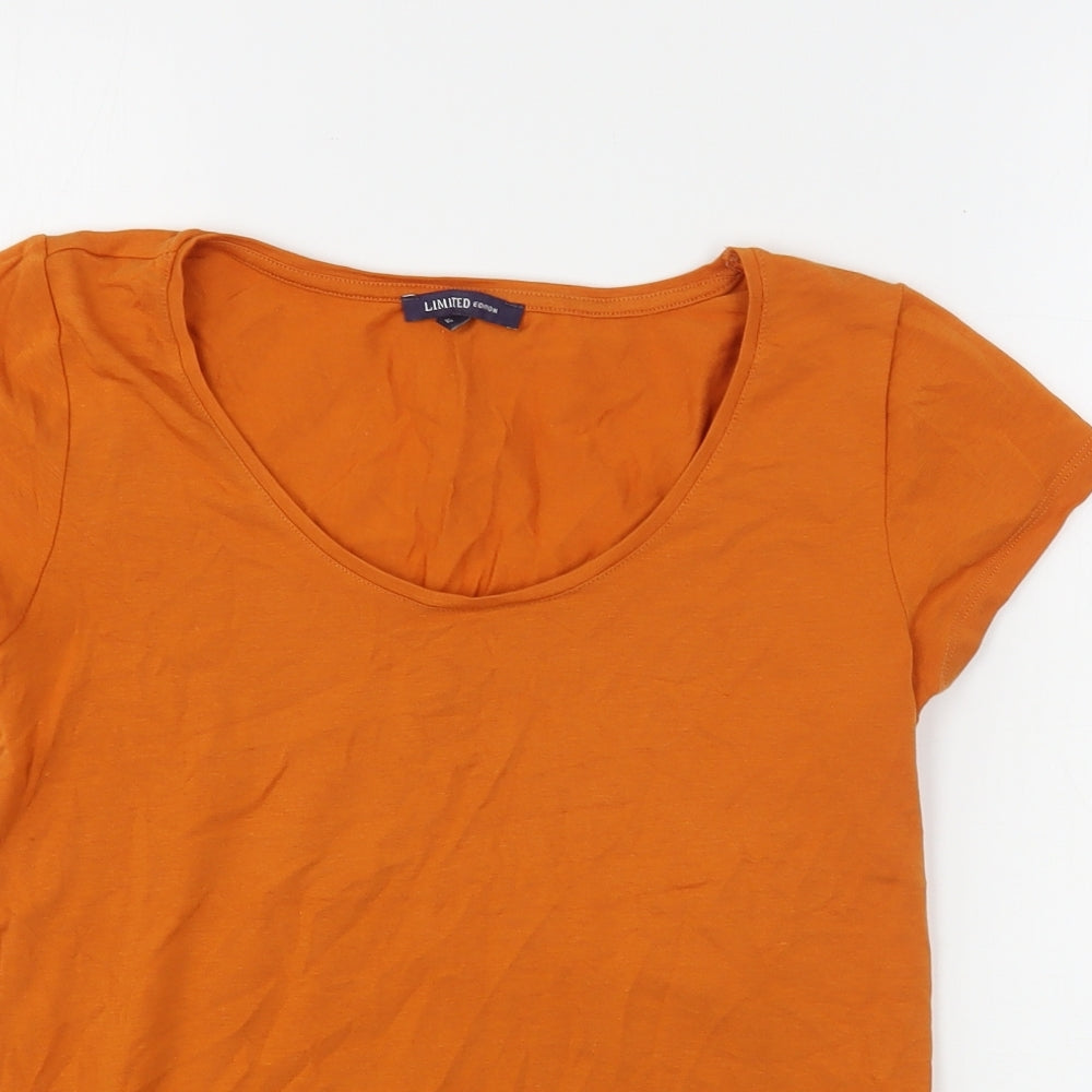 Marks and Spencer Womens Orange  Polyester Basic T-Shirt Size 12 Round Neck