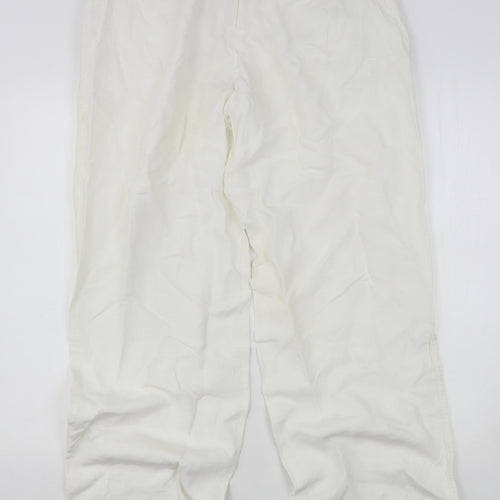 Passion Womens White  Linen Trousers  Size 12 L32 in Regular