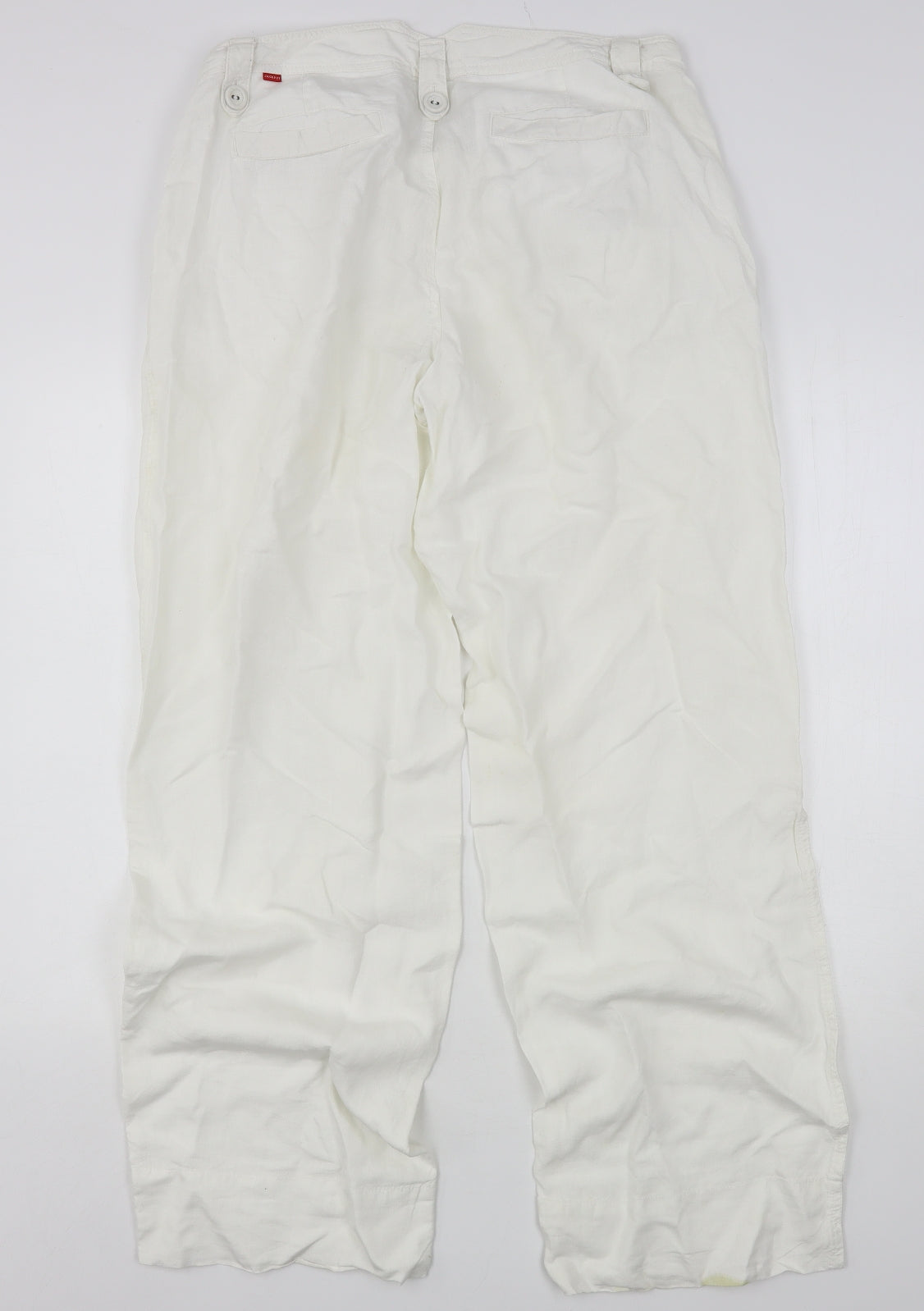 Passion Womens White  Linen Trousers  Size 12 L32 in Regular