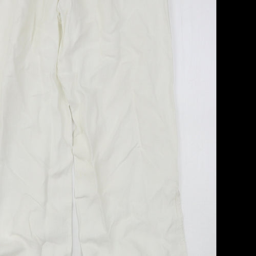 Passion Womens White  Linen Trousers  Size 12 L32 in Regular