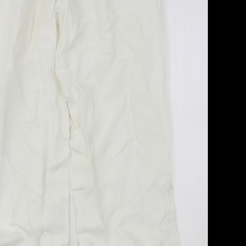 Passion Womens White  Linen Trousers  Size 12 L32 in Regular