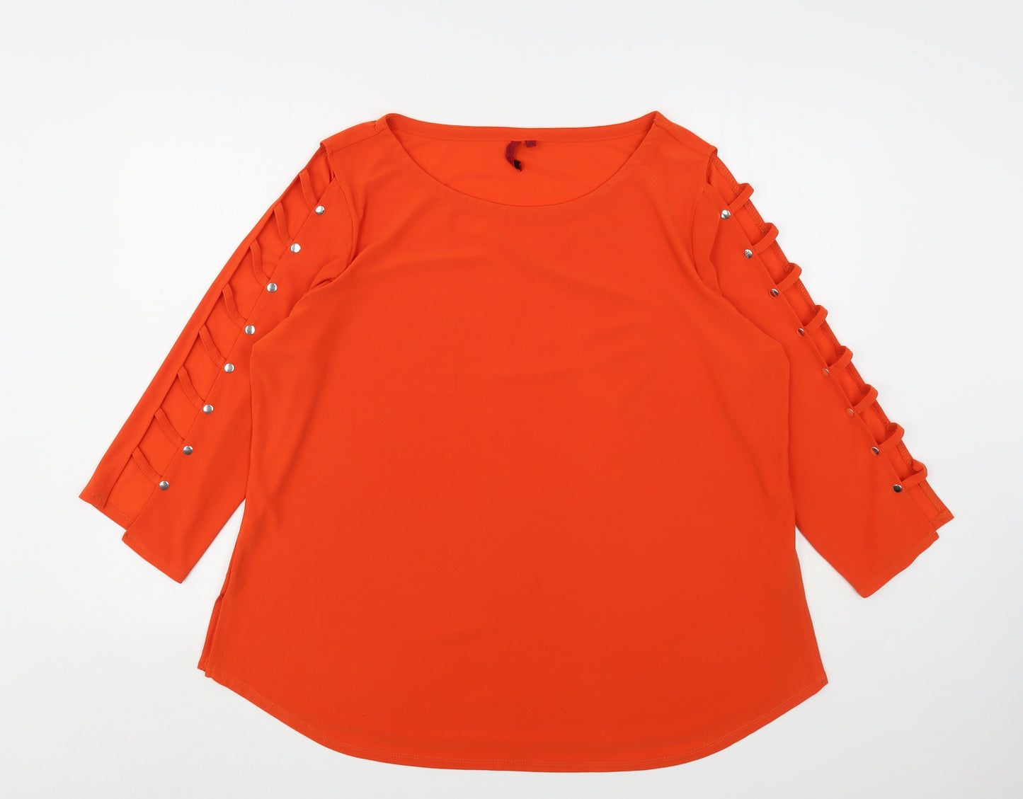 Love Scarlett Womens Orange  Polyester Basic Blouse Size XL Round Neck