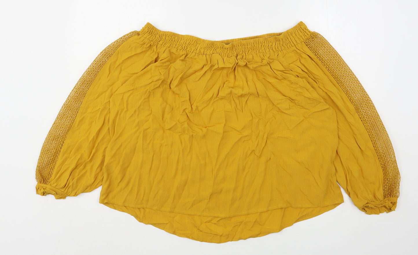 F&F Womens Yellow  Viscose Basic Blouse Size 20 Boat Neck