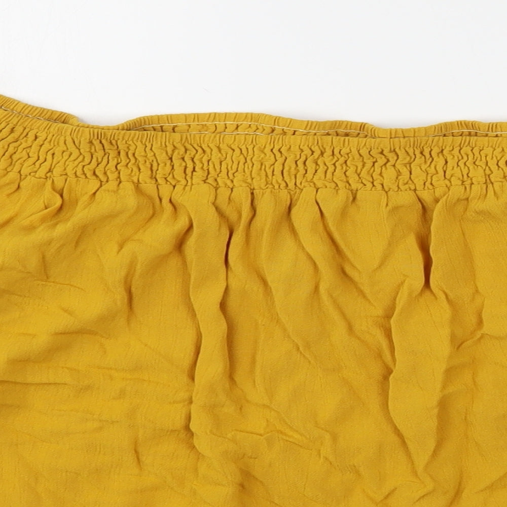 F&F Womens Yellow  Viscose Basic Blouse Size 20 Boat Neck