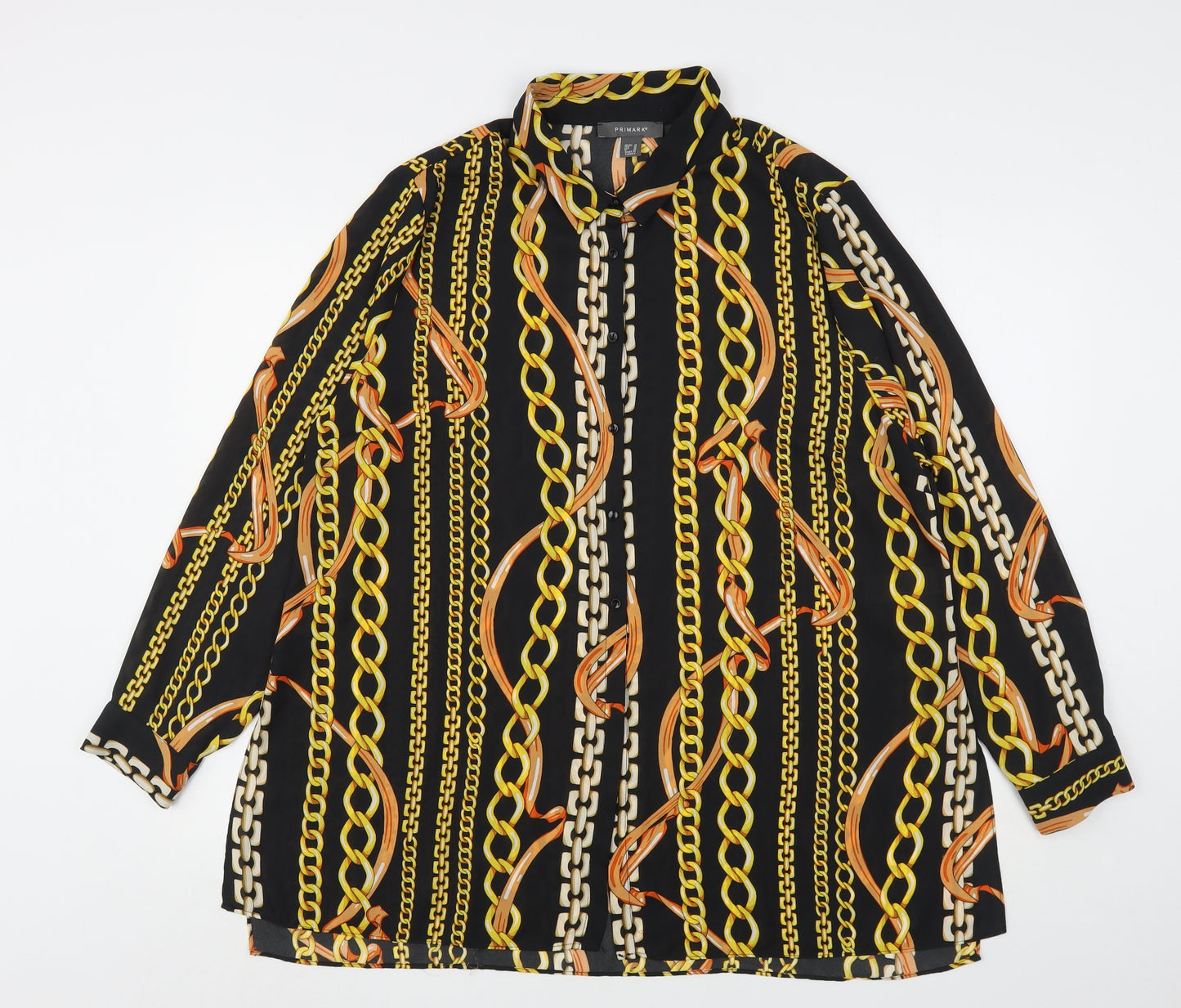 Primark Womens Multicoloured Geometric Polyester Basic Button-Up Size 18 Collared