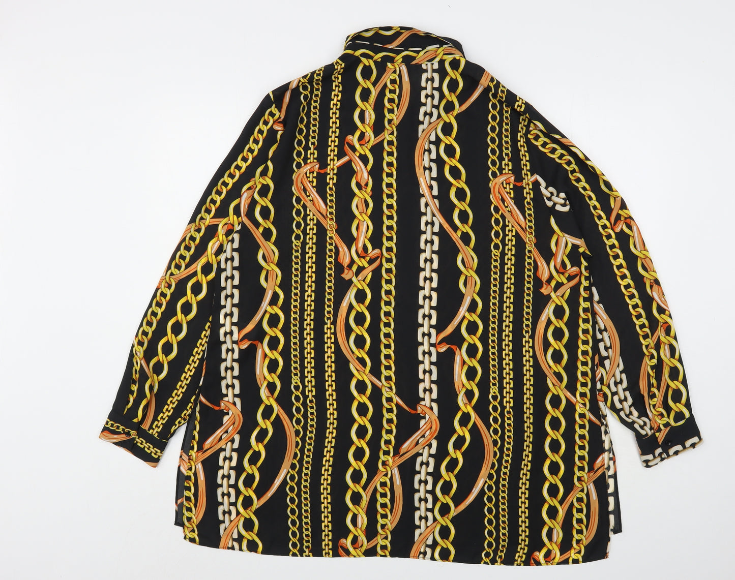 Primark Womens Multicoloured Geometric Polyester Basic Button-Up Size 18 Collared