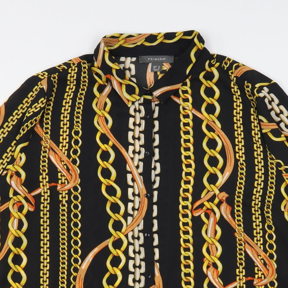Primark Womens Multicoloured Geometric Polyester Basic Button-Up Size 18 Collared