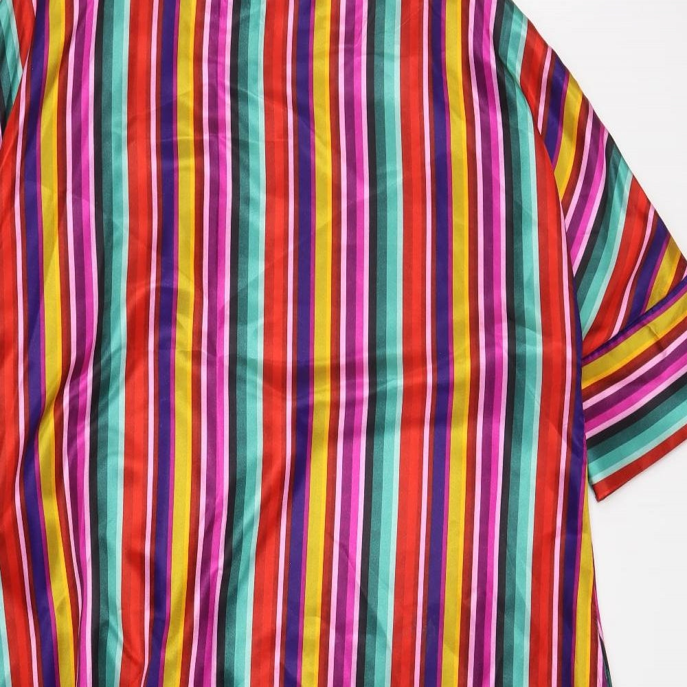 MissLook Womens Multicoloured Striped Polyester A-Line  Size 4XL  Round Neck