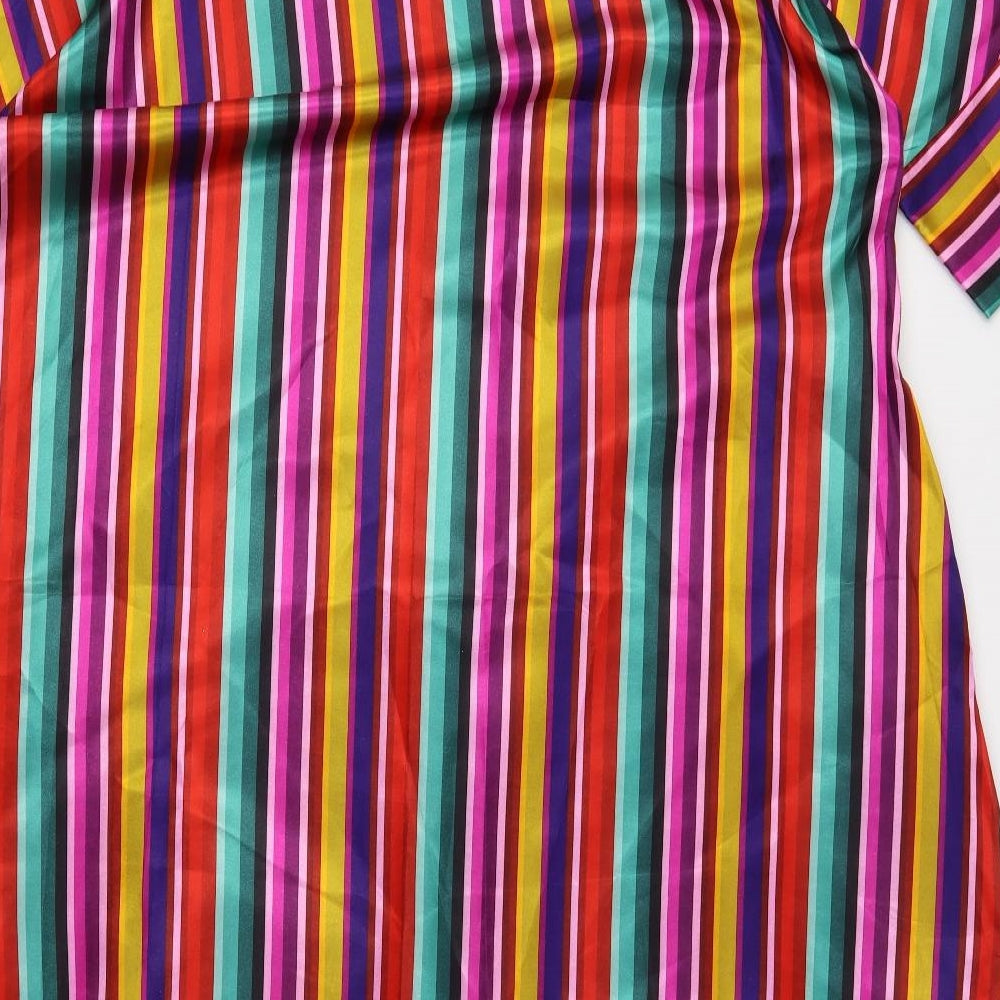 MissLook Womens Multicoloured Striped Polyester A-Line  Size 4XL  Round Neck