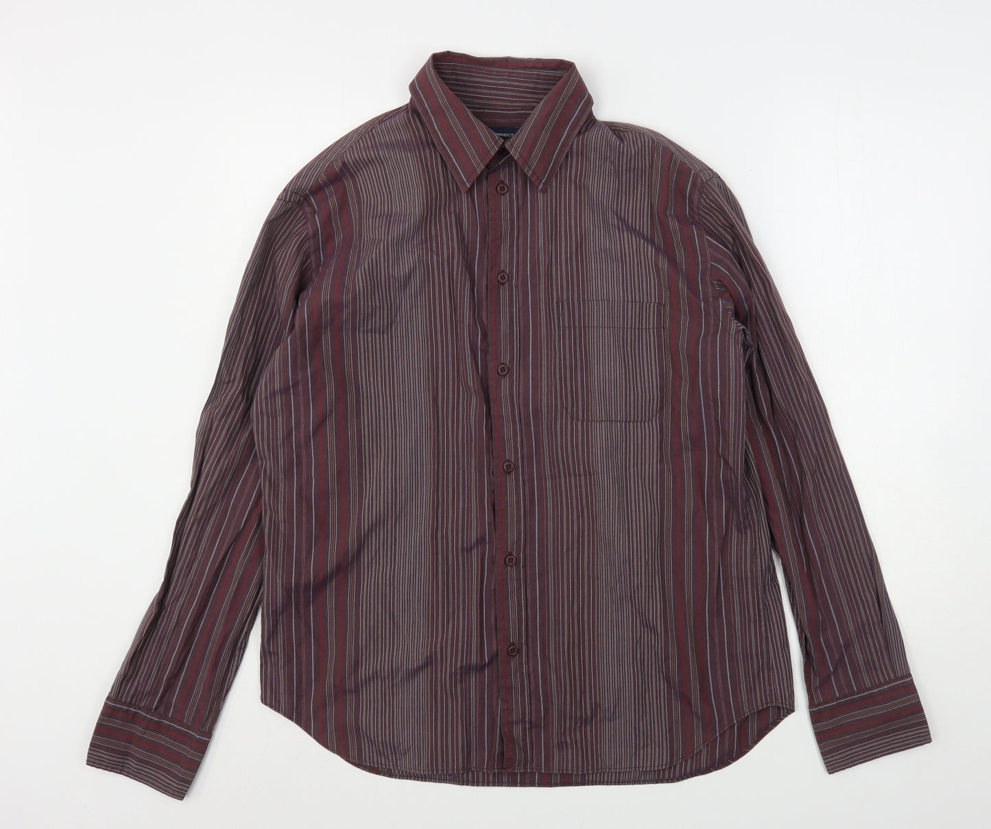 French Connection Mens Purple Striped Cotton  Button-Up Size XL Collared