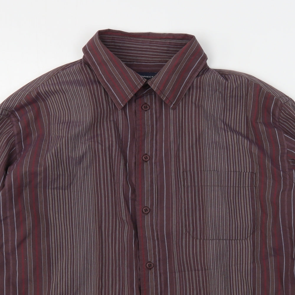 French Connection Mens Purple Striped Cotton  Button-Up Size XL Collared