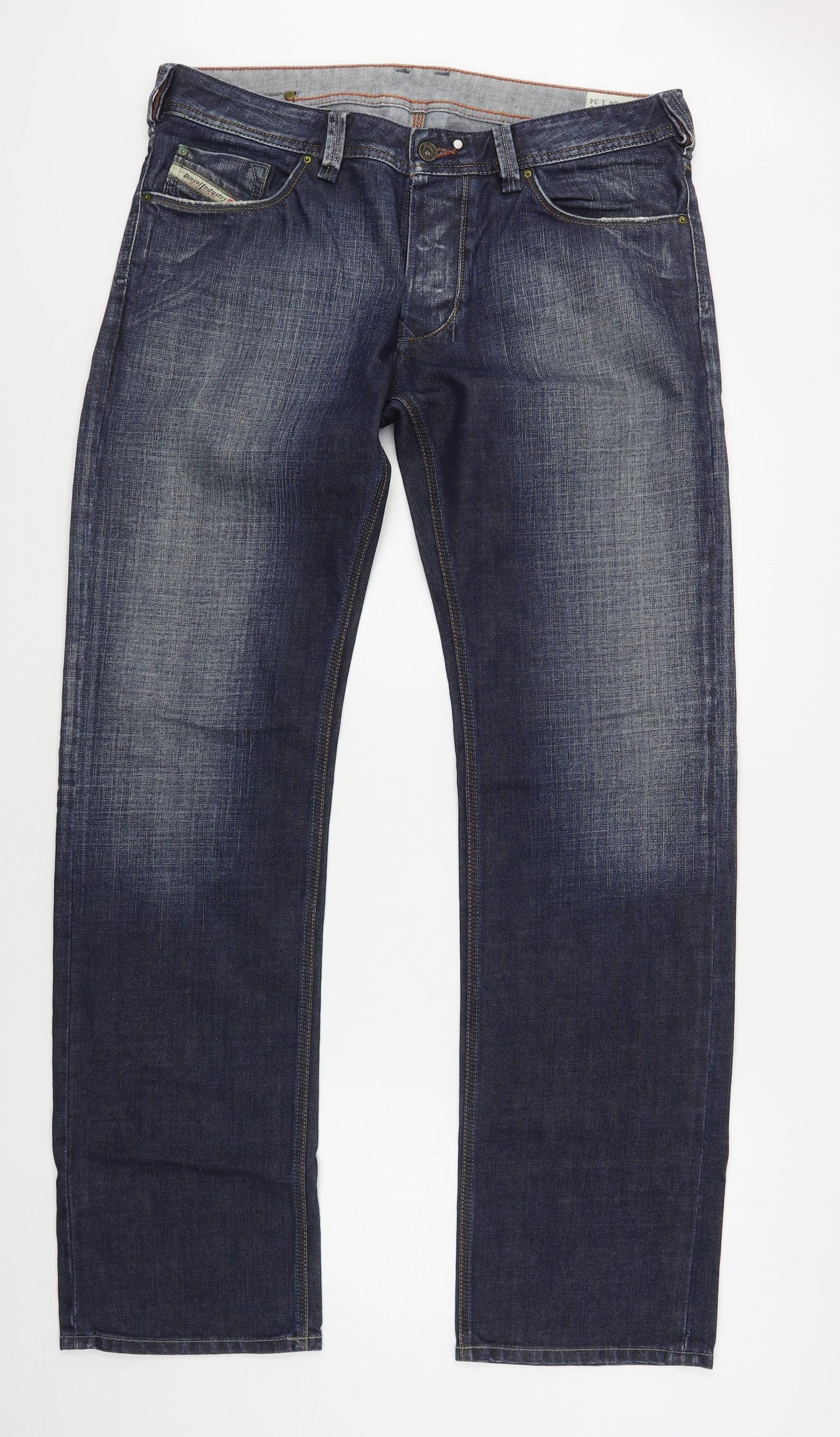 Diesel Mens Blue  Cotton Straight Jeans Size 34 L34 in Regular