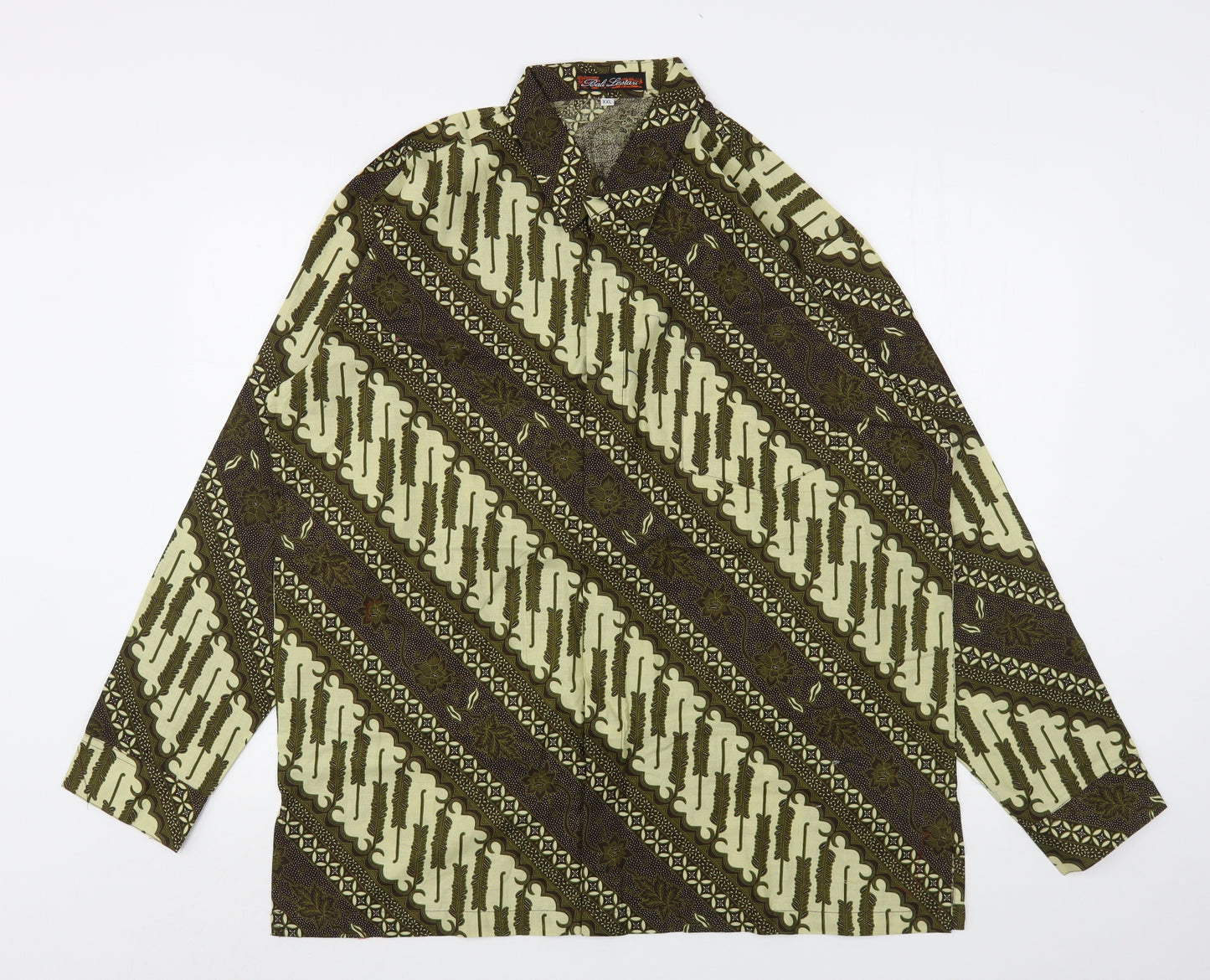 Bali Lestani Mens Green Floral Polyester  Button-Up Size 2XL Collared