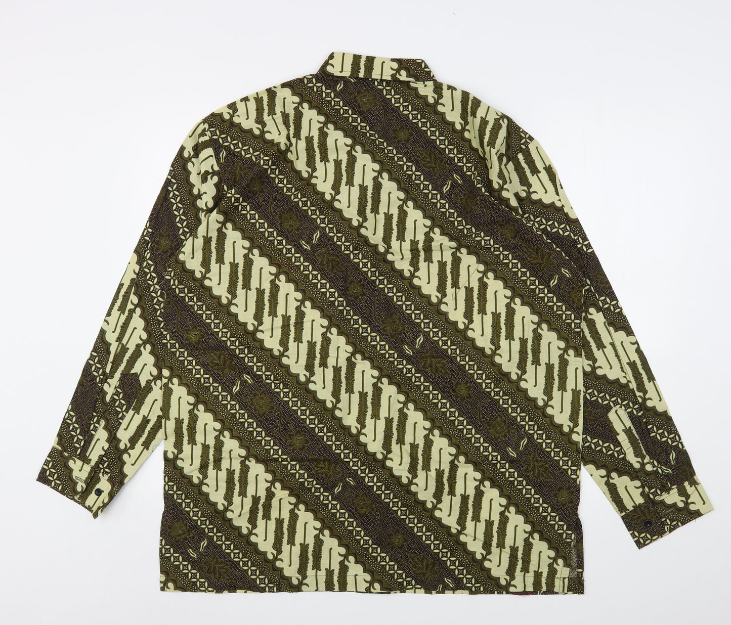 Bali Lestani Mens Green Floral Polyester  Button-Up Size 2XL Collared