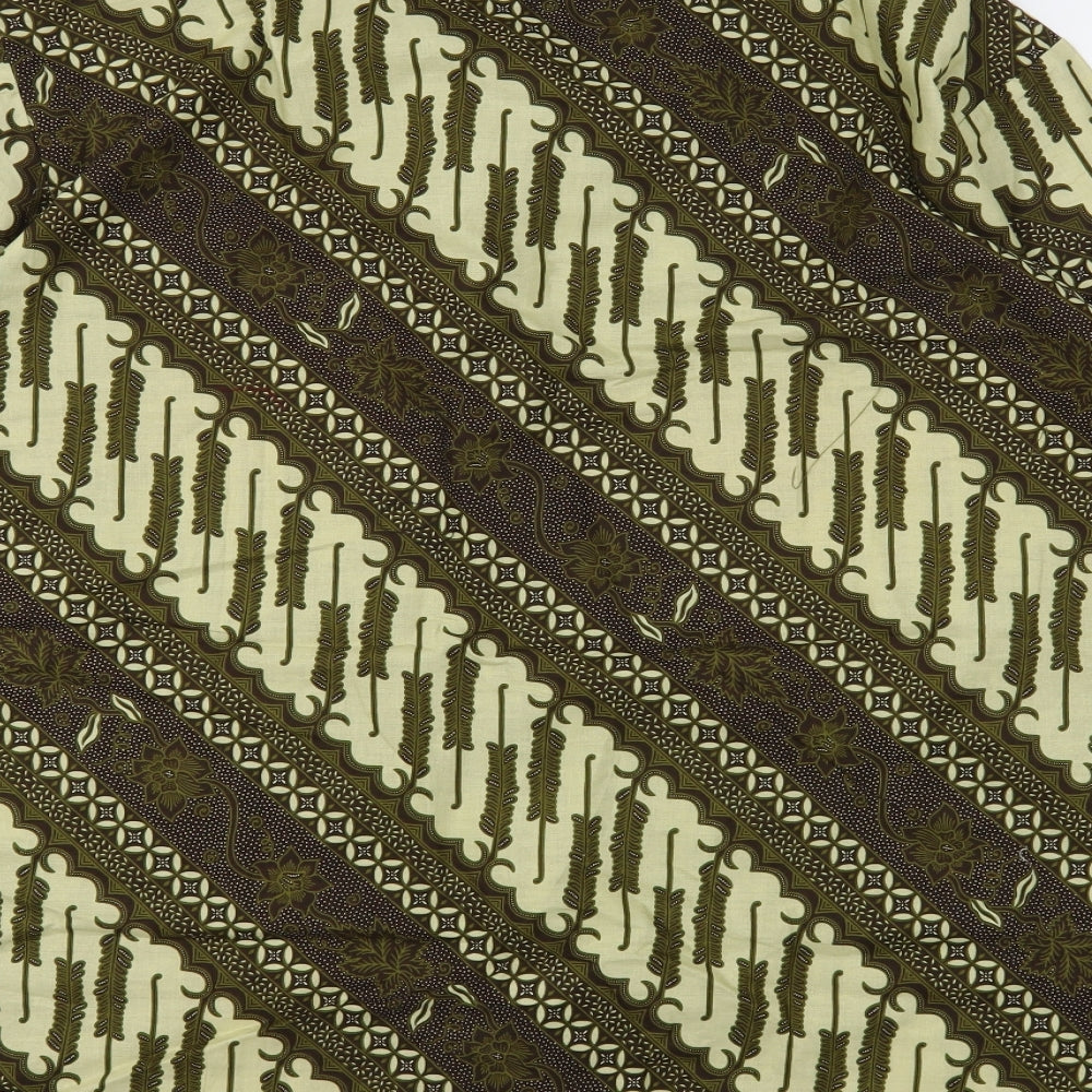 Bali Lestani Mens Green Floral Polyester  Button-Up Size 2XL Collared