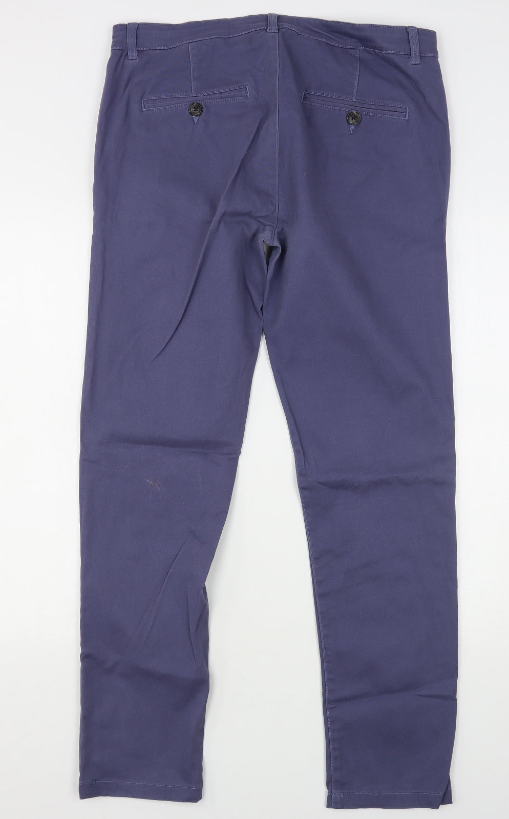 West Ace Mens Blue  Cotton Chino Trousers Size 34 L32 in Regular Button