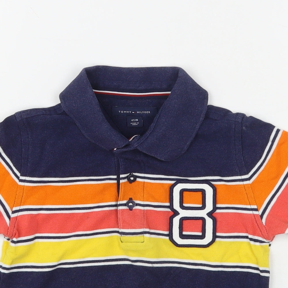 Tommy Hilfiger Boys Multicoloured Striped Cotton Basic Polo Size 4 Years Collared