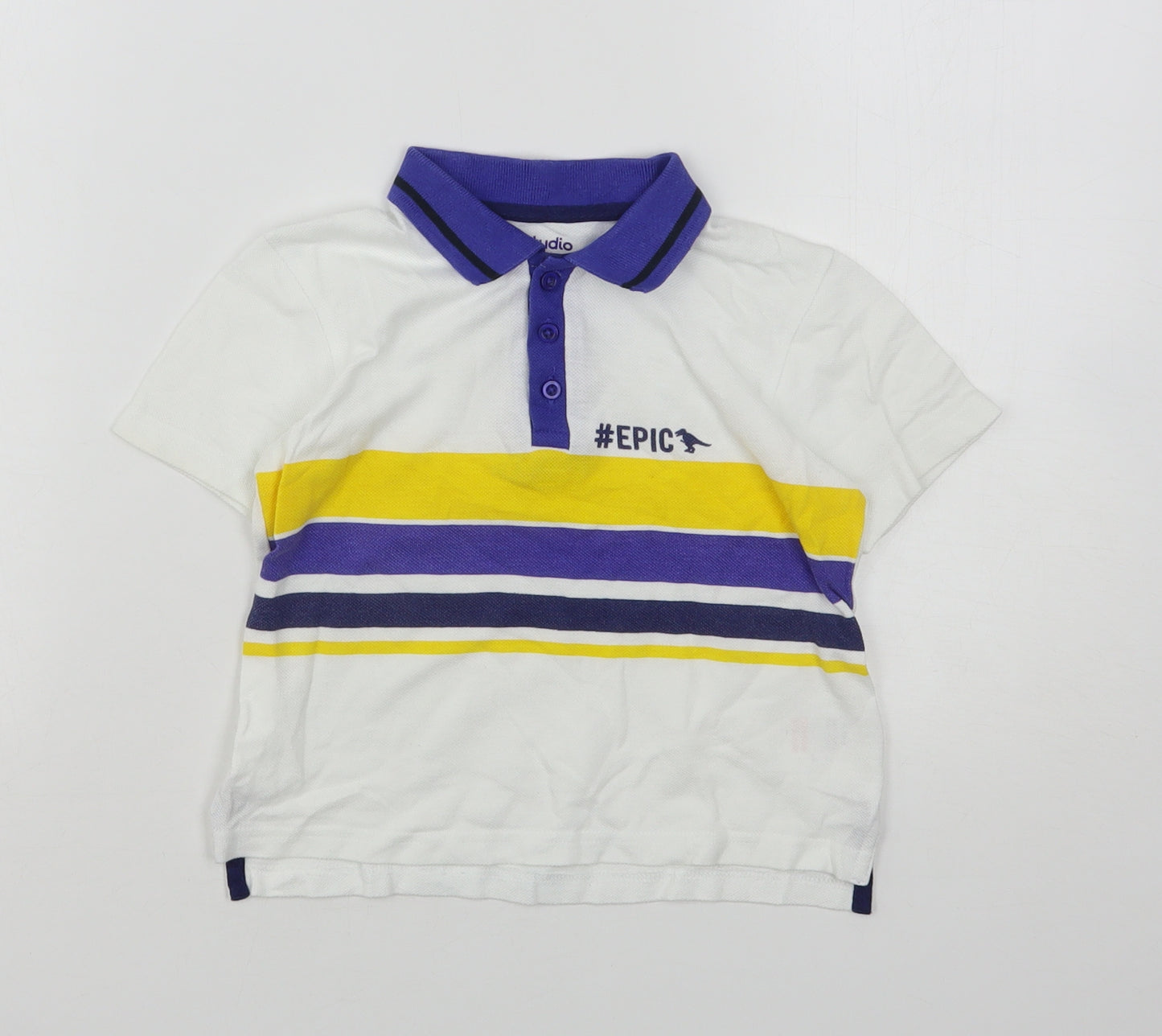 Studio Boys Multicoloured Striped Cotton Basic Polo Size 3-4 Years Collared