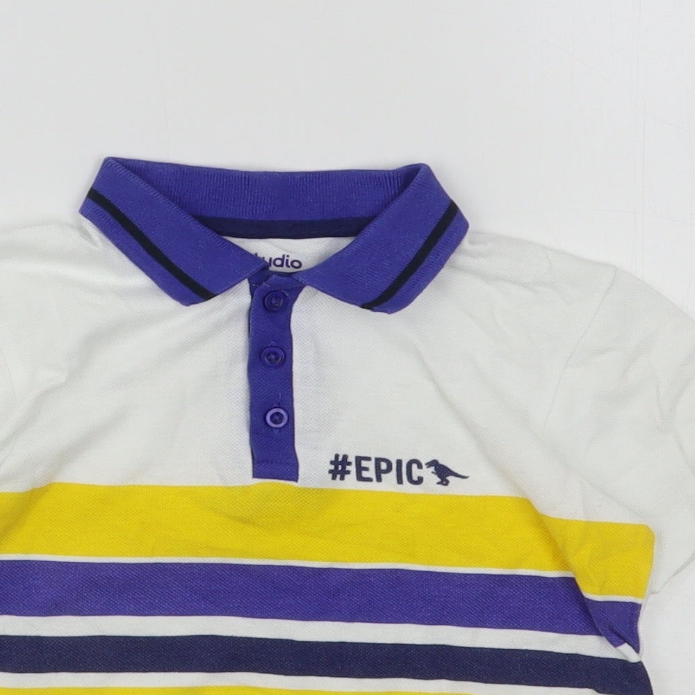Studio Boys Multicoloured Striped Cotton Basic Polo Size 3-4 Years Collared