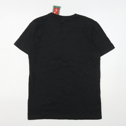 TU Mens Black  Cotton  T-Shirt Size S Round Neck  - Christmas
