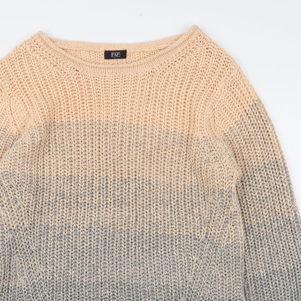 F&F Womens Multicoloured Round Neck  Acrylic Pullover Jumper Size 18