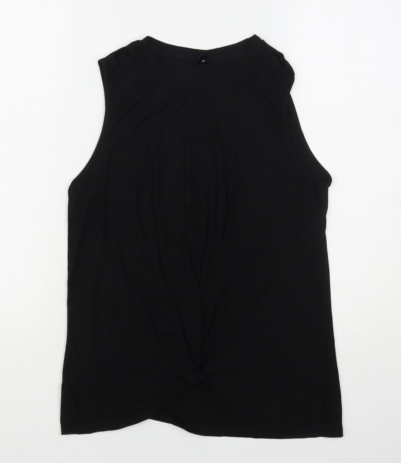 Shein  Womens Black  Viscose Basic Tank Size 10 Round Neck