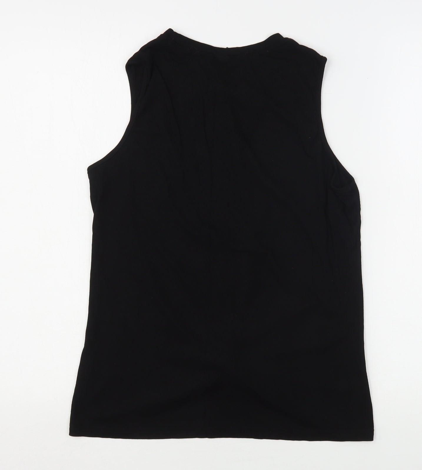 Shein  Womens Black  Viscose Basic Tank Size 10 Round Neck