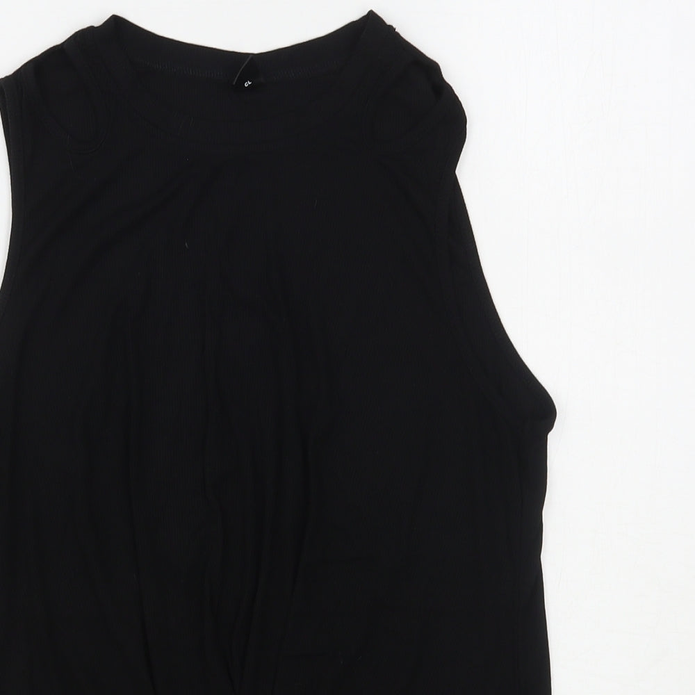Shein  Womens Black  Viscose Basic Tank Size 10 Round Neck