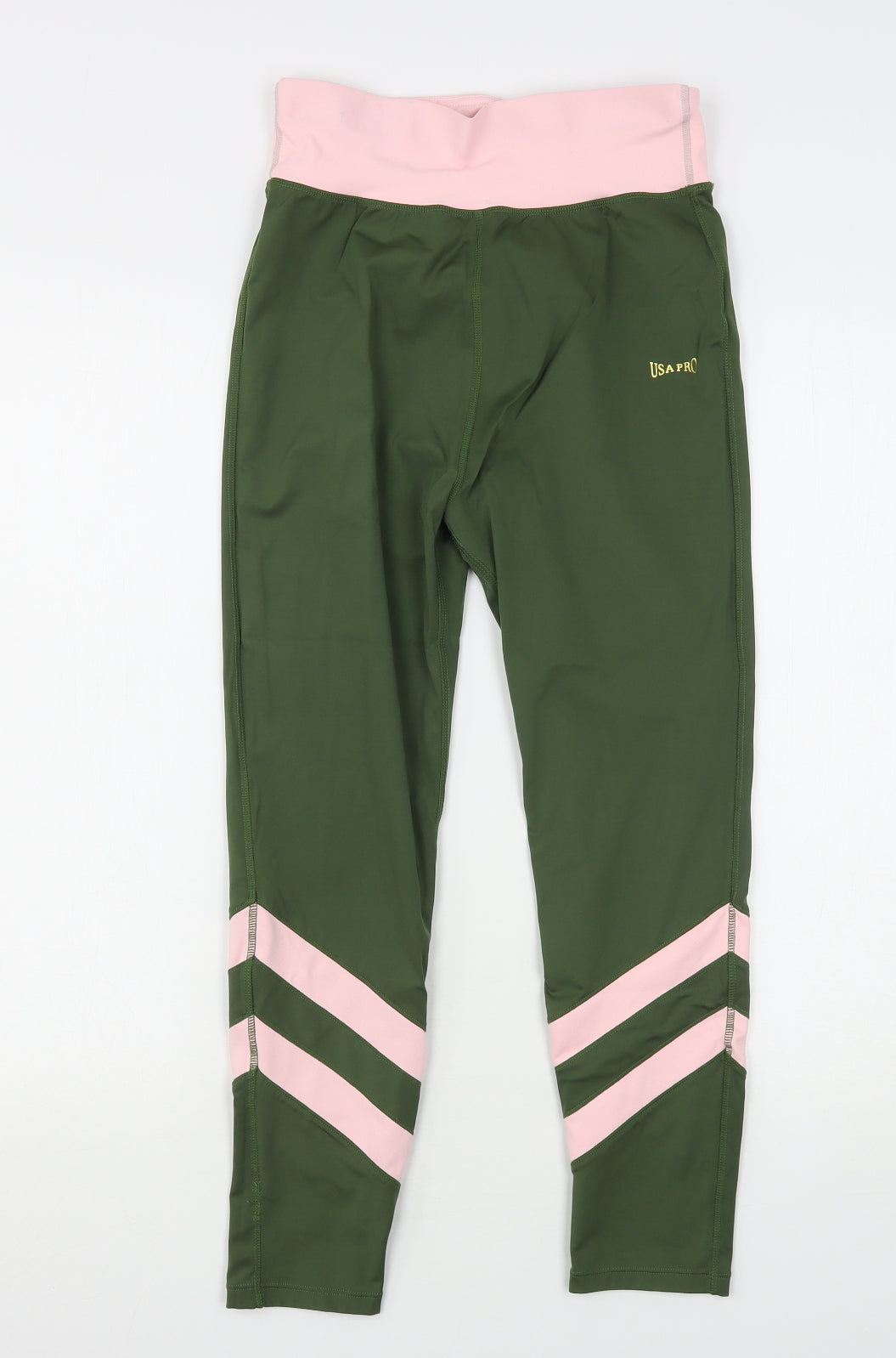 USA Pro Womens Green  Nylon Compression Leggings Size 12 L25 in Regular  - Little Mix