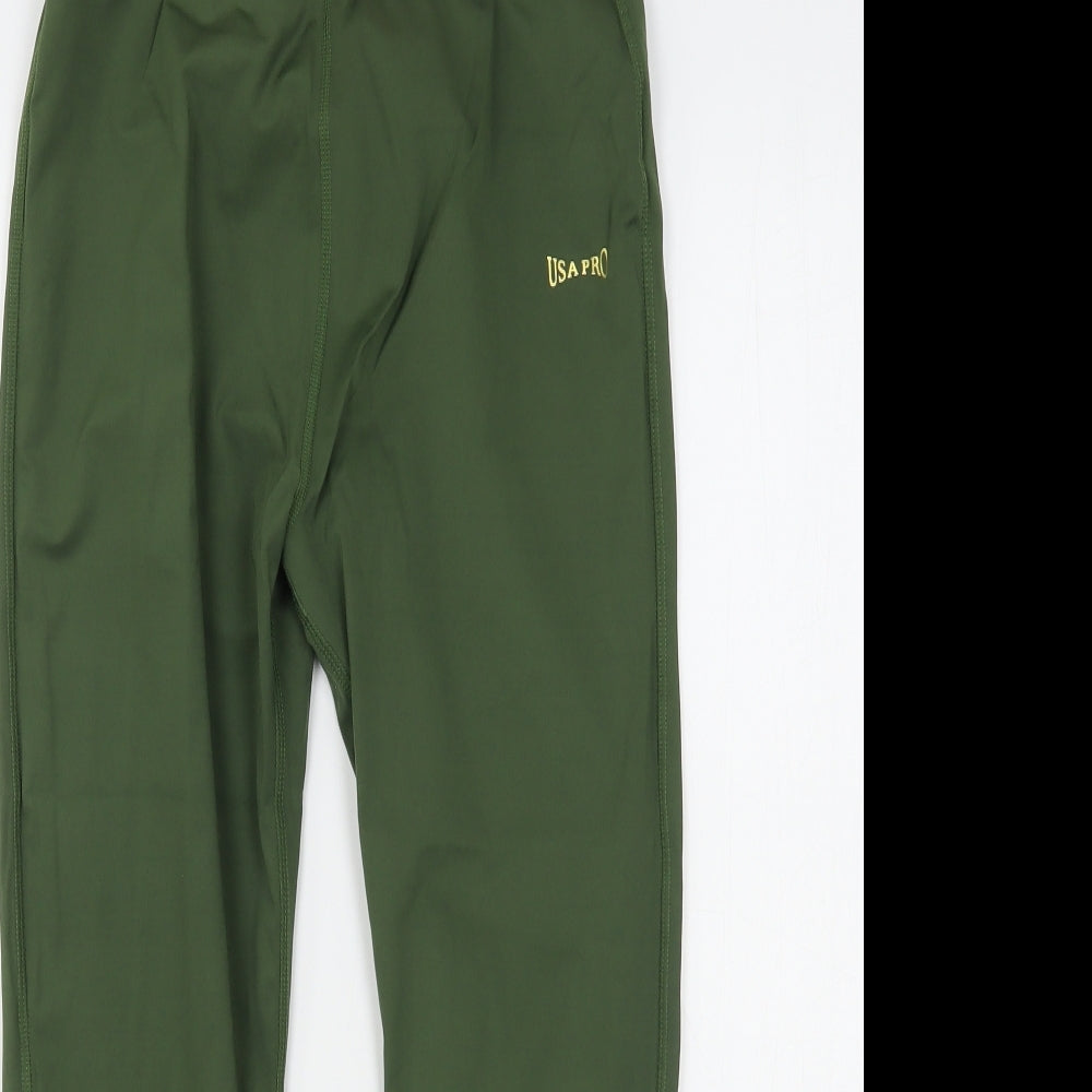 USA Pro Womens Green  Nylon Compression Leggings Size 12 L25 in Regular  - Little Mix